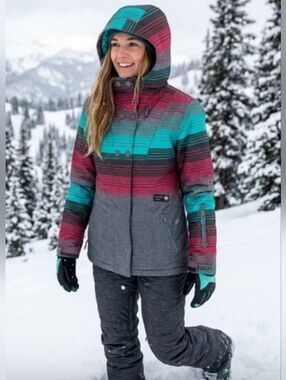 Billabong Striped Multicolor Women's Ski Winter Jacket Size Small
